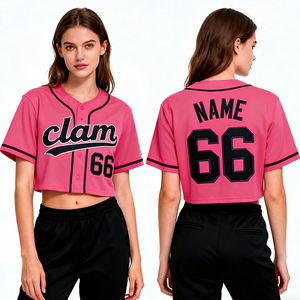قمصان بيسبول نسائية مخصصة قصيرة، جيرسي بيسبول وردي قصير، ملابس بيسبول للفتيات - Product Image 2