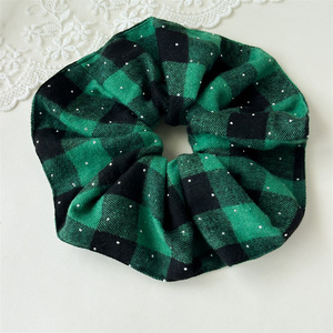 Christmas Fabric Plaid Scrunchies with Nail Beads & Hair Loops-Eco-Friendly Retro Party Supplies for Women - Product Image 5