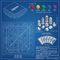 Jeu de société personnalisé d'urbanisme en papier, ensemble de stratégie urbaine, plateau de jeu modulaire, jetons de construction 3D, emballage recyclable en boîte
