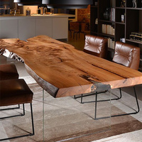 Vente en gros de meubles modernes personnalisés en noyer table à manger extérieure en résine de rivière en bois époxy pour restaurant