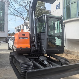 Develon Mini Excavator 8 Ton Orange And Black Track Mounted Construction Equipment - Product Image 1
