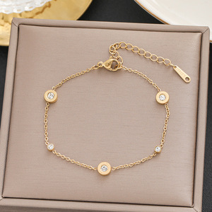Wholesale Trendy Women's 18K Gold Plated <b>Charm</b> Bracelet <b>Bangles</b> Crystal Rhinestone Decorated Gift - Product Image 4
