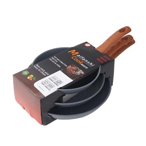 Juego de utensilios de cocina antiadherentes de hierro fundido de 5 capas con mango de madera, capacidad de 1-2L, <span class=keywords><strong>para</strong></span> mini ollas eléctricas de pan, pastel, pizza y paella - Product Image 5