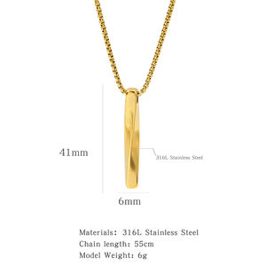 Personalized female male jewelry box chain necklace stainless steel hip hop <b>twisted</b> spiral <b>bar</b> pendant necklace male - Product Image 5