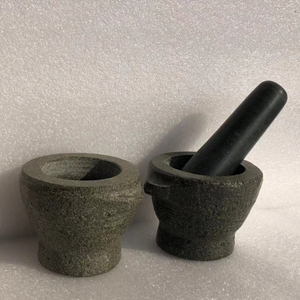 Mortier et <span class=keywords><strong>pilon</strong></span> en <span class=keywords><strong>pierre</strong></span> de 10 cm (4 pouces) avec double anse, surface huilée, outils pour herbes et épices, broyeur à ail et poivre, outils de broyage - Product Image 3