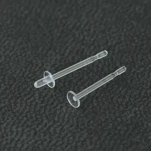 定制树脂透明耳钉配件透明防过敏耳环平粘3毫米珠子耳环发现