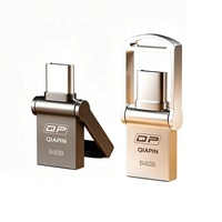 Flash Drive USB Mini Portabel 128GB USB2.0 3.0 Berbahan Logam dengan Antarmuka Ganda USB-C dan USB-A