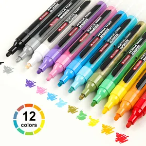 Mobee P-966B-12 canetas de tinta acrílica sortidas 20 cores marcadores de tinta acrílica conjunto de marcadores de tinta acrílica não desbotantes não venenosos