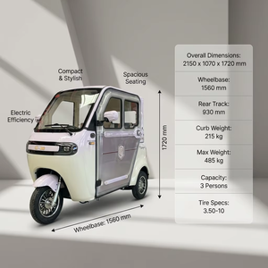 <span class=keywords><strong>Triciclo</strong></span> Eléctrico Compacto de Baja Velocidad de 3 Ruedas, 60V, Carrocería Cerrada, Motor sin Escobillas, Batería de Litio, 3 Pasajeros, 70-90km, Gran Venta - Product Image 4
