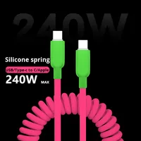 Câble de charge rapide USB Type-C en silicone coloré 240W C-C compatible avec CarPlay pour iPhone 16 et appareils Android