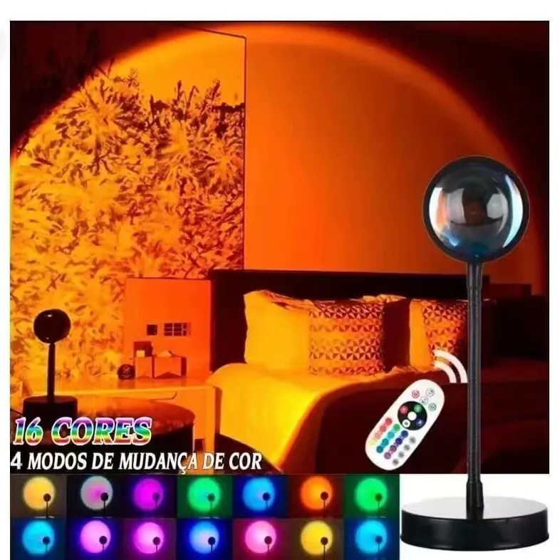 Проекционная Светодиодная лампа с закатом, миниатюрный светильник для спальни, с радужным дизайном и закатом