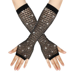 ถุงมือตาข่ายเซ็กซี่แบบยืดหยุ่น ประดับเพชรระยิบระยับ ป้องกันข้อมือ - Product Image 3