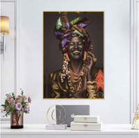 Peinture sur toile en cristal de porcelaine représentant une femme avec cadre, art mural pour la décoration intérieure, décoration murale