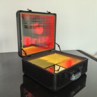 Boîte de présentation lumineuse LED personnalisée en acrylique pour viande, miroir intégré, mallette de transport pour bœuf, étui de présentation pour steak, finition or/argent