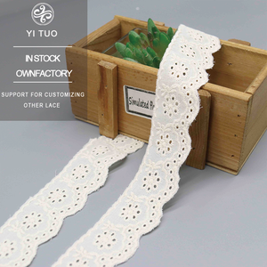 Elbise kumaş için 3.5cm pamuk kuşgözü işlemeli dantel Trim - Product Image 1