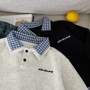 Nouvelle collection automne 2025 : <span class=keywords><strong>Sweat</strong></span>-shirt décontracté pour garçons, ensemble deux pièces à col <span class=keywords><strong>double</strong></span>, style polo, tendance et polyvalent - Product Image 2