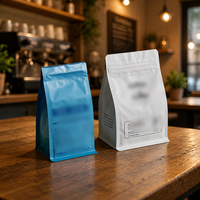 Sachet à café à soufflet latéral imprimé sur mesure, pochette d'emballage en aluminium refermable pour grains de café