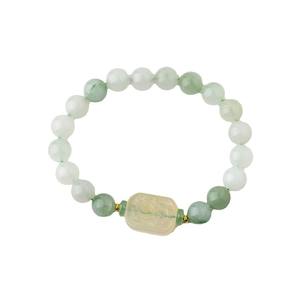 سوار من حجر اليشم التيانشان على شكل زهرة، خرز من اليشم الأبيض، تصميم معبد من الكالسيدوني، نفس الطراز، يجلب الحظ - Product Image 5