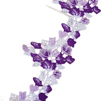 Bordure en dentelle guipure soluble dans l'eau, motif feuilles multicolores, appliqué brodé pour la décoration des manches et du col d'abaya et de kaftan