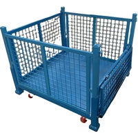 Cage de stockage pliable empilable en acier Q235 avec revêtement en poudre, capacité 100 kg, pour équipement de transport et rayonnages.