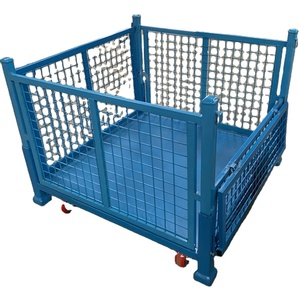 Q235 Stahl Pulverbeschichtet 100KG Tragfähigkeit Stapelbare Faltbare Lagerkäfige Stapelregale für Fracht und Ausrüstung - Product Image 2