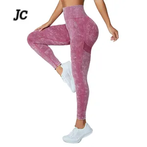 Joychuang nuevo lavado Yoga deporte Leggings mujeres sin costuras de cintura alta triple Push Up mujeres pantalón Fitness entrenamiento Leggins