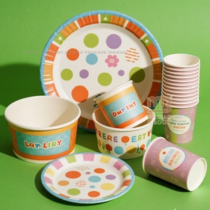 Fête imprimée fournitures en vrac bon marché écologique compostable Restaurant 6 9 10 12 pouces assiettes à vaisselle en papier <span class=keywords><strong>kraft</strong></span> jetables - Product Image 1