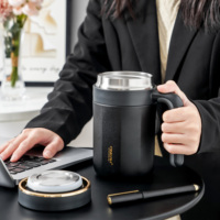 PINKAH Bouteille isotherme en acier inoxydable à double paroi de 730 ml (25 oz) avec infuseur à thé pour le bureau, idéale comme cadeau d'affaires