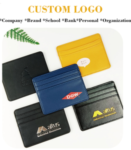 Dompet Kartu Kredit PU Tipis untuk Bisnis Sehari-hari 4 Slot Warna Solid Kulit Tempat Kartu Bank Logo Kustom Hadiah Promosi - Product Image 6