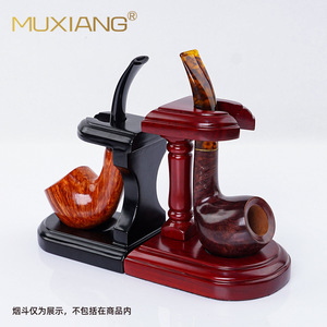 Muxiang Wooden <b>Pipe</b> Rack Single Bowl Support Upright Holder Durable Smoking <b>Pipe</b> <b>Stand</b> - Product Image 1