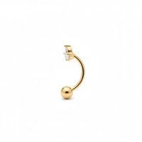 Anneau de nombril en acier inoxydable 316L plaqué or 14 carats, barre incurvée avec 3 fleurs en oxyde de zirconium marquise, bijou de piercing hypoallergénique