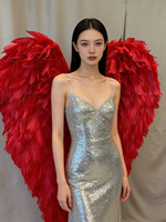 Ailes d'ange rouges faites à la main de 220 cm pour adultes, accessoires de photo pour femmes et décoration de danse, accessoire de costume de style coquillage