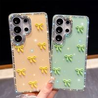 Étui de luxe IMD à paillettes de diamant pour Samsung S26 Ultra S25 S24 S23 Plus, coque arrière à nœud papillon en strass, coque scintillante avec étoiles