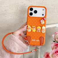 Coque de téléphone portable antichoc avec motif de poupée de dessin animé mignon et lanière pour iPhone 17 16 15 14 13 12 11 Pro Max