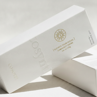 Boîte d'emballage personnalisée pour soins de la peau, fond auto-scellant, papier texturé, logo UV sélectif et estampage à chaud