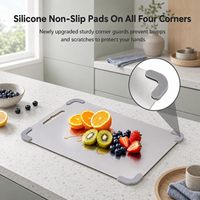 Keuken antislip titanium snijplank met siliconen hoeken 2,0 mm dik SS304 snijplank multi-formaat metalen snijblokken