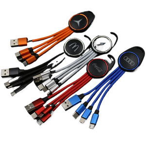 <span class=keywords><strong>C</strong></span>âble de données porte-clés <span class=keywords><strong>3</strong></span>-en-1 compatible avec Type-<span class=keywords><strong>C</strong></span>/Micro <span class=keywords><strong>USB</strong></span>/<span class=keywords><strong>Lightning</strong></span> pour la charge de téléphones mobiles, boîte cadeau avec logo personnalisé - Product Image 1