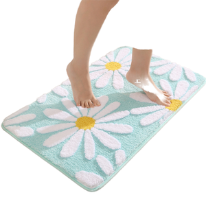 Ensemble de tapis de salle de bain à poils ras 2 pièces Tapis de toilette rectangulaire Antidérapant Contour Tapis de bain Super absorbant Microfibre Tapis de sol PET - Product Image 4
