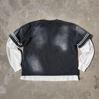 T-shirt à manches longues en coton surdimensionné pour homme, imprimé numérique style Hip Hop, avec finition délavée à l'acide, tissu respirant et anti-rétrécissement