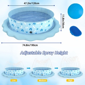สระว่ายน้ำเป่าลม PVC สำหรับสัตว์เลี้ยง พร้อมแผ่นสปริงเกอร์น้ำกระเซ็น ขนาด 190*30 ซม. สีฟ้า สำหรับสัตว์เลี้ยง สนุกสนานในน้ำในสวนหลังบ้านช่วงฤดูร้อน - Product Image 2