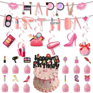 Tema <span class=keywords><strong>de</strong></span> <span class=keywords><strong>maquillaje</strong></span>, suministros para fiesta <span class=keywords><strong>de</strong></span> cumpleaños, cartel <span class=keywords><strong>de</strong></span> fiesta para mujer, guirnalda, globo en espiral, adorno para pastel para decoraciones <span class=keywords><strong>de</strong></span> fiesta <span class=keywords><strong>de</strong></span> cumpleaños - Product Image 1