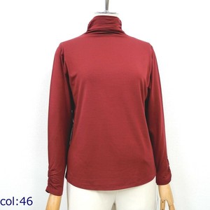 Camiseta informal de manga larga para mujer de alta transpirabilidad de punto de secado rápido con estiramiento de fibra reciclada de cuello alto fruncido - Product Image 1