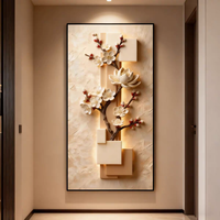 Peinture décorative moderne de luxe léger pour couloir, avec cadre doré, design abstrait, art mural pour la maison