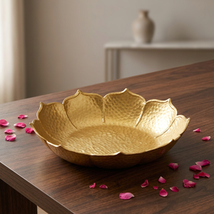 Assiette décorative en forme de fleur, en or, faite à la main, en métal, style chinois traditionnel - Product Image 4