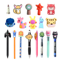 Fabricant de stylo personnalisé Cadeau promotionnel pour enfants 3D Cartoon Pvc Beaded Pen Toppers Christmas Theme Pencil Cap Cute Silicon Pen Topper