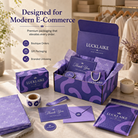 Emballage personnalisé pour le commerce électronique, boîte d'expédition en carton ondulé violet avec logo en feuille d'argent, matériaux recyclés, boîte cadeau pour l'emballage