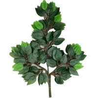 Vas daun Ficus buatan daun hijau dan putih pengisi vas toko pernikahan kantor