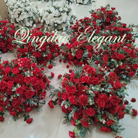 EG-WD94 de luxe en soie 80 grandes boules de fleurs rouges centres de table de mariage en soie rose rouge boules de fleurs artificielles