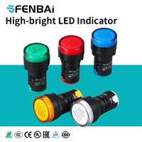 AD16-22DS Voyant lumineux à LED de 22 mm avec puce LED améliorée, multicolore, large plage de tension AC/DC, lampe pilote de signalisation industrielle