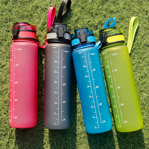 <span class=keywords><strong>Bouteille</strong></span> d'eau en plastique en Tritan pour entraînement et sport, 1000ml/32OZ, avec marqueurs de temps et mesures - Product Image 6